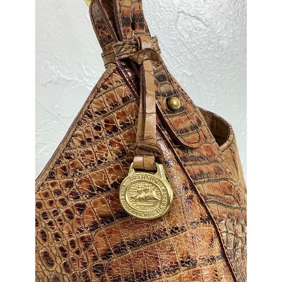 Brahmin Toasted Almond Anne Large Croc Tote Handmade purse bag - Picture 2 of 12